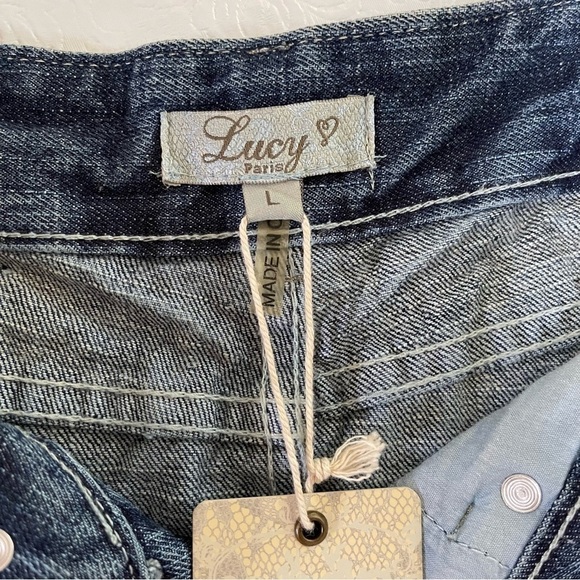 NWT Lucy Paris Denim and Lace Western Layered Skirt - Picture 10 of 16